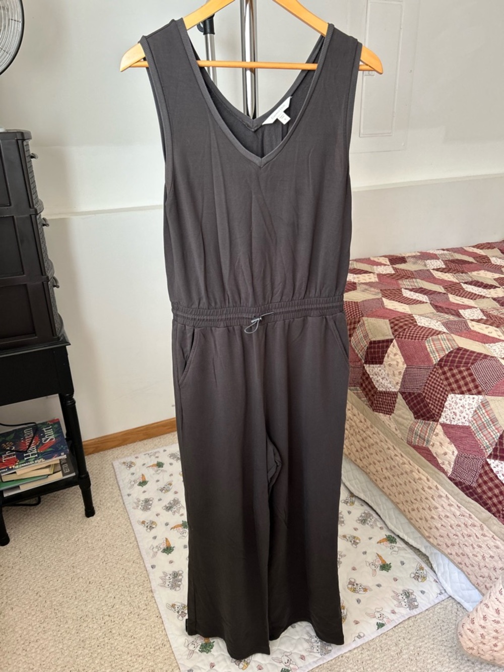 Garnet Hill Wide Leg Jumpsuit Gray Small
